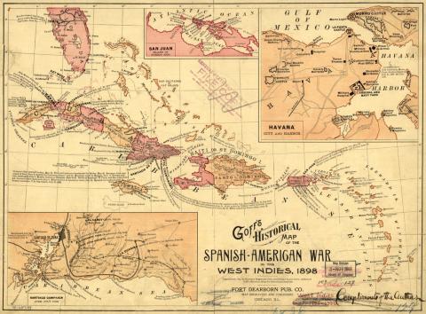 Map of the locations of the Spanish American War.