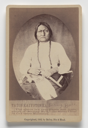 An image of a photo and autograph of "Sitting Bull", the Sioux Chief.