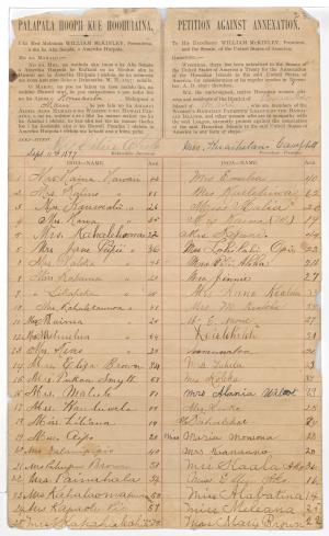 Two-column document containing many different signatures.