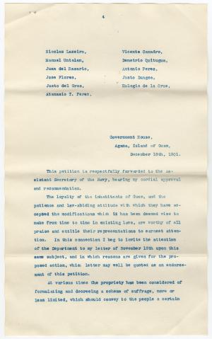 Typed document on paper 